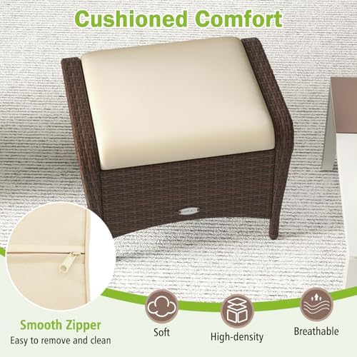 RELAX4LIFE 2-Piece Wicker Outdoor Ottoman - Image 5
