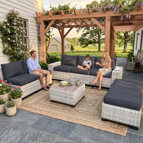 Outdoor Patio Furniture Set PE Wicker Rattan Outdoor Sectional Sofa - Image 7