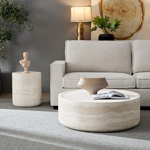 Round Coffee Table for Living Room Circle Coffee Table Modern Drum Center Table - Image 4