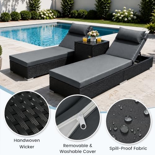 Outdoor Chaise Lounge Chairs Set of 2 - Image 4