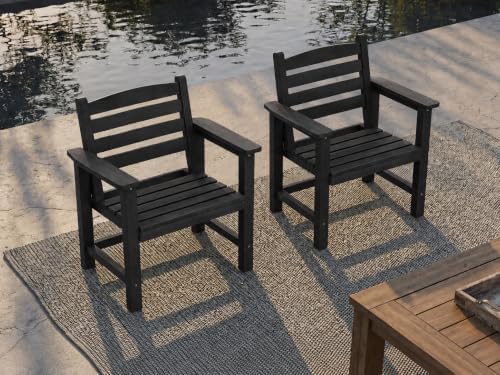 Patio Dining Chairs Set of 2, All-Weather HDPE Outdoor Dining Chair by PatioKingdom