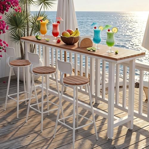 Outside Patio Bar Table Extra Long 47.2"-102.4", Outdoor Wood High Bar Table - Image 6