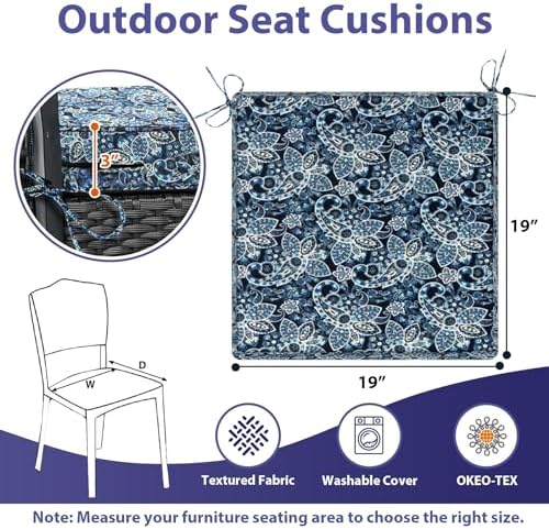 Outdoor Chair Cushions Set of 4 -Waterproof Outdoor Seat Cushions - Image 2