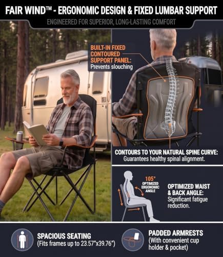 FAIR WIND 2-Pack Padded Oversized Camping Chairs - Image 6