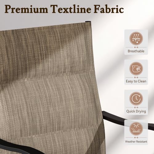 Patio Table and Chairs Set, Outdoor Table and Chairs, Padded Brown - Image 3