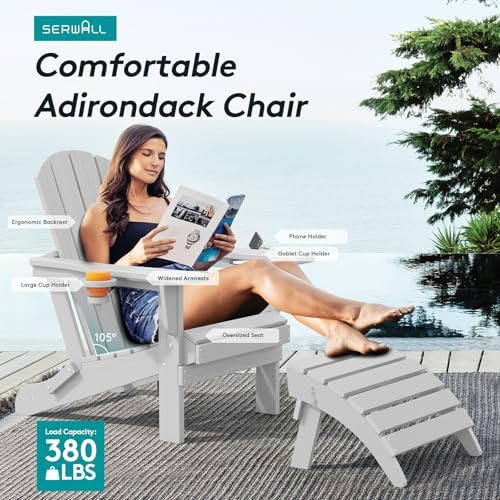 SERWALL Outdoor Adirondack Chair Set of 4 - Image 6