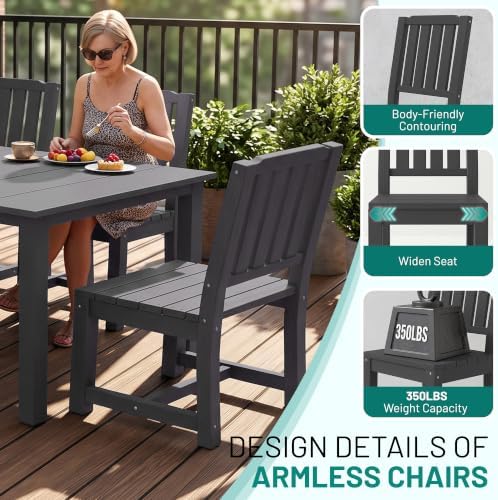 PLUUV 7PC Patio Dining Sets, 6 Armchairs & 1 Table - Image 5
