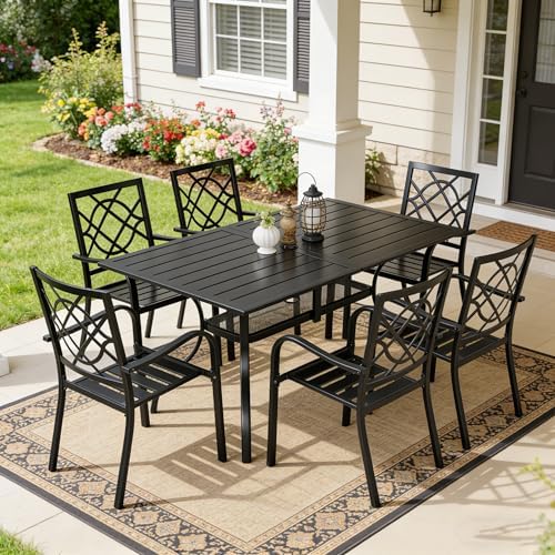 7-Piece Outdoor Wrought Iron Chairs and Table Patio Dining Furniture Set - Image 5