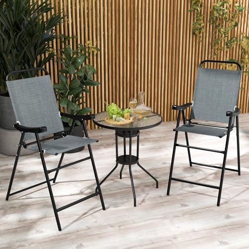COSTWAY 2 Pieces Patio Folding Bar Chairs - Image 2