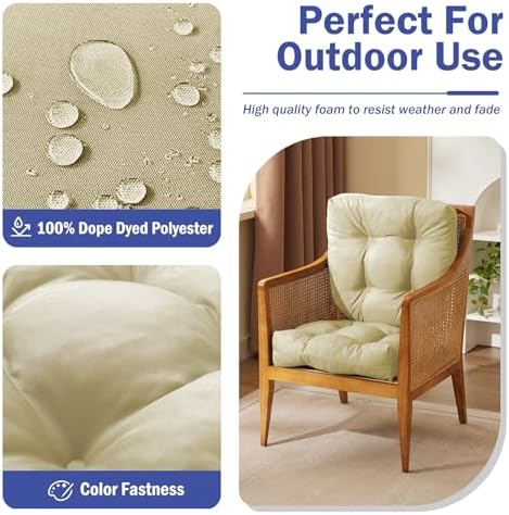 Outdoor Chair Cushions Set of 2, Patio Chair Cushions - Image 2
