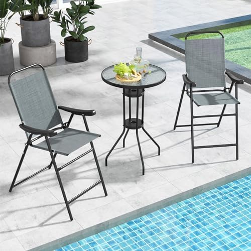 COSTWAY 2 Pieces Patio Folding Bar Chairs - Image 4