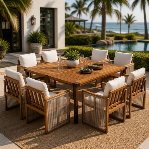 Christopher Knight Home Anna Acacia Wood Outdoor Dining Table Set - Image 2