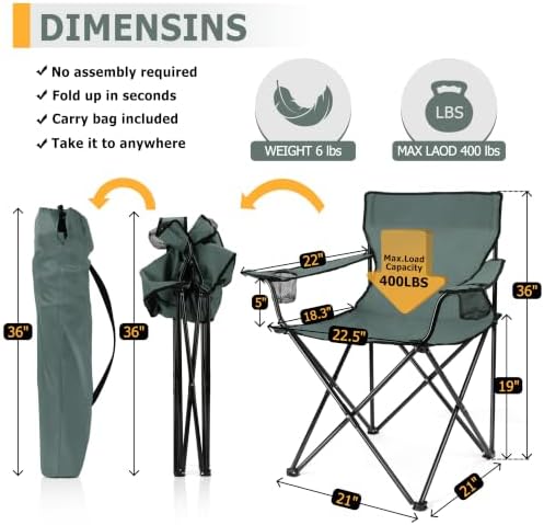 Joyfair Camping Chairs for Adult, Large Folding Lawn Chair - Image 2