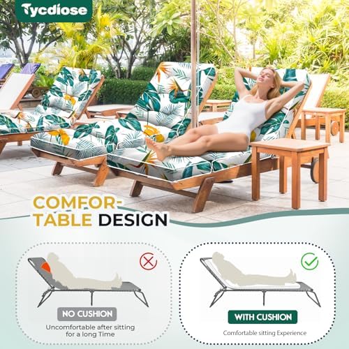 Outdoor Chaise Lounge Chair Cushion, Waterproof Non-Slip Patio Chaise Lounge - Image 4