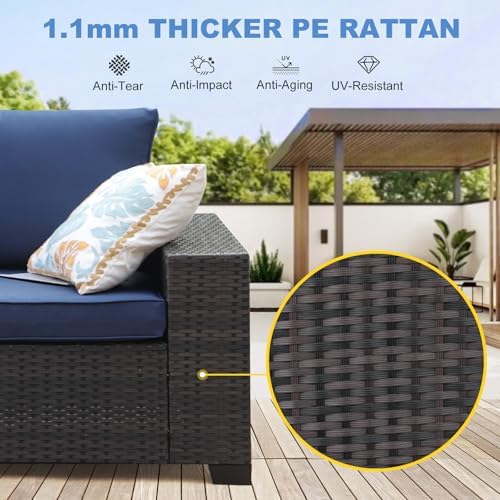 7 Pieces Outdoor Patio Furniture Set, Wicker Conversation Sets - Image 5