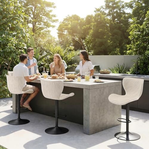 Furnimart Adjustable Outdoor Bar Stools Set of 6, All-Weather Textilene Swivel - Image 2