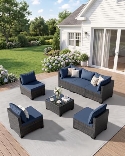 WWR 7 Piece Outdoor Patio Furniture Set, All-Weather Modular PE Wicker by Unknown