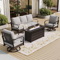 Metal Patio Furniture Set with Fire Pit, Light Grey by SUNSHINEVALLEY