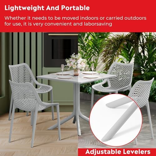 Patio Dining Table for 4, Square PP Patio Table, 4-Person Weather Resistant - Image 7