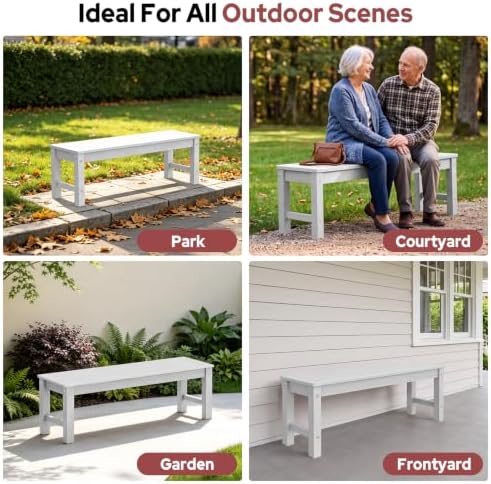 47" Backless Outdoor Bench for 2-Person - Image 6