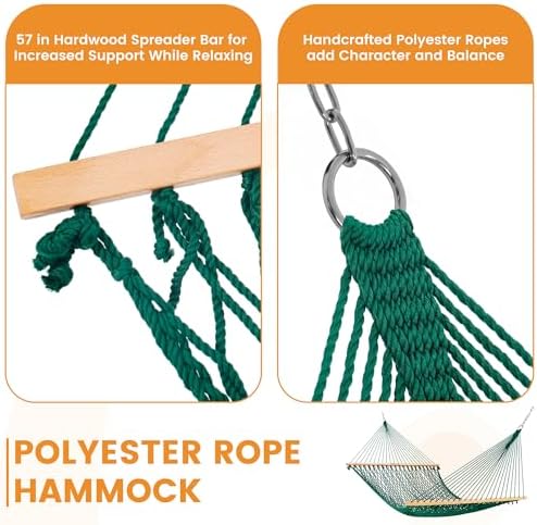 Lazy Daze 13 Ft Double Handwoven Polyester Rope Hammock - Image 4
