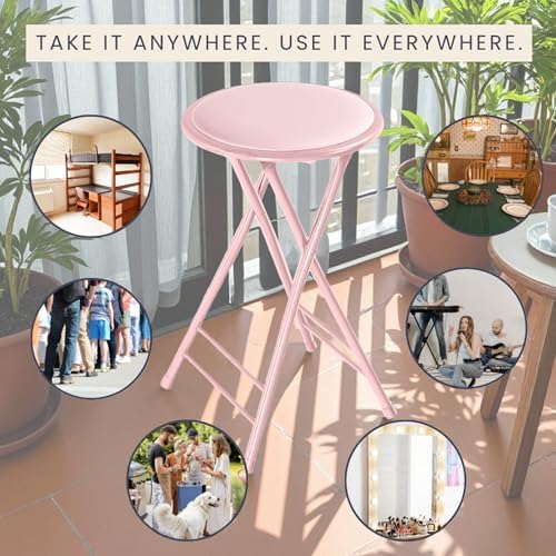 Lavish Home Folding Stool with Padded Backless Seat Set of 2 - Image 6