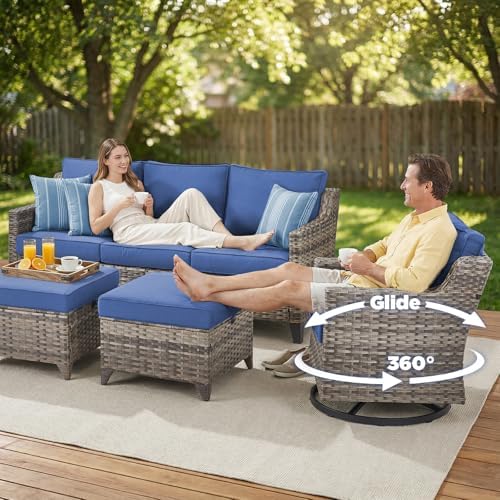 Patio Wicker Swivel Rocker Patio Chairs - Image 5