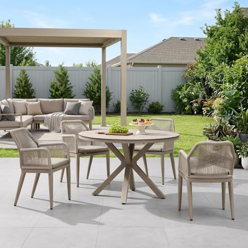 PURPLE LEAF Oversized Patio Round Dining Set 5 Pieces - Image 2