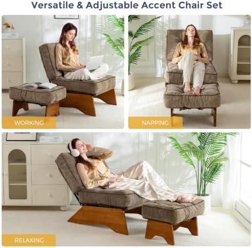 MAXYOYO Accent Chair with Ottoman, Lounge Chair with Adjustable Backrest - Image 3