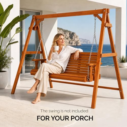 VINGLI 6.9FT Wooden Porch Swing Frame - Image 7