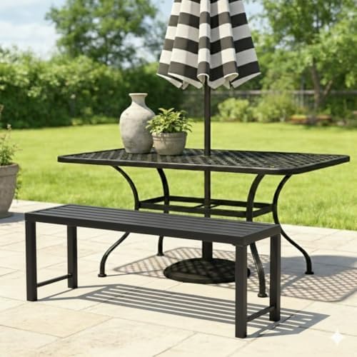 Outdoor Metal Backless Bench Weatherproof Patio Bench - Image 4