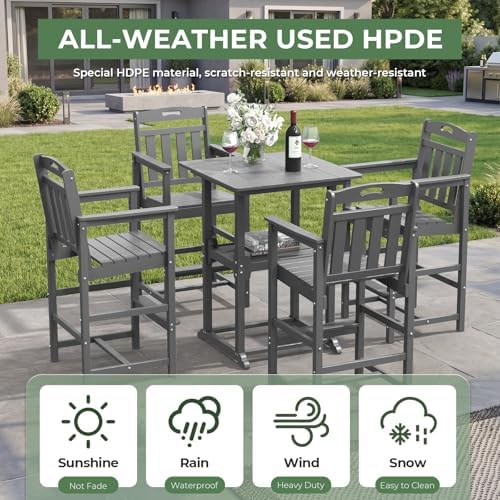 Outdoor Bistro Bar Set, Patio High Top Table and Bar Height Tall Adirondack - Image 3
