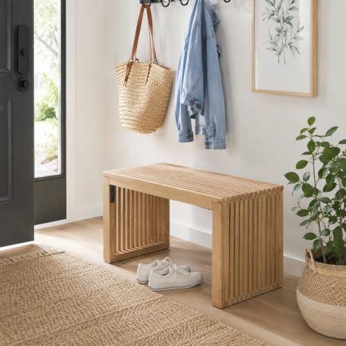 SwallowLiving Solid Wood Entryway Bench 30" Farmhouse Dining Room Slatted by SwallowLiving