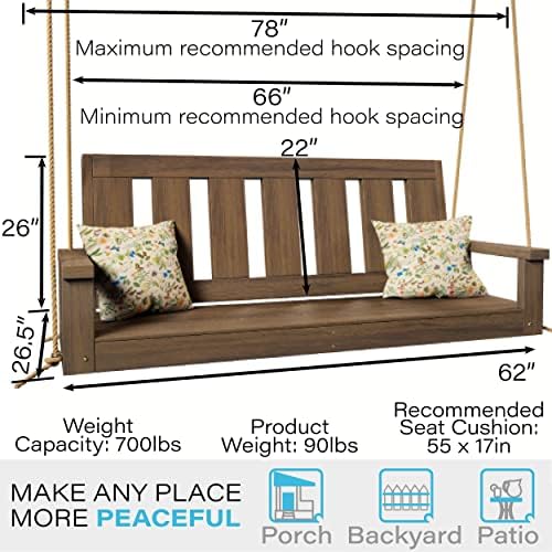 Porchgate Amish Heavy Duty 700 Lb Ardmore Porch Swing W/Ropes - Image 6