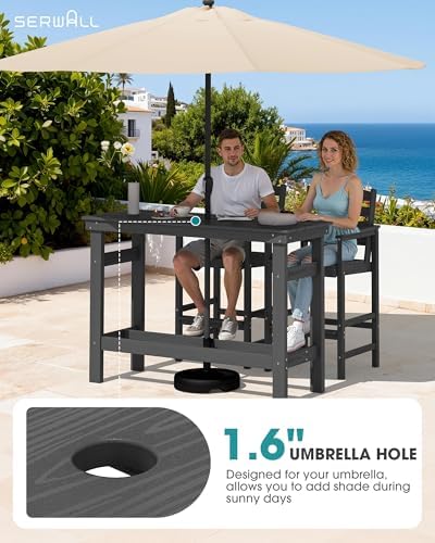 SERWALL Outdoor Bar Set, 2 Adirondack Bar Chairs & Bar Height Table - Image 2
