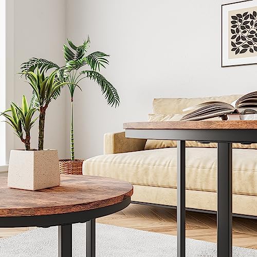 HOJINLINERO Round Nesting Coffee Table Set of 2, Small Coffee Table - Image 5