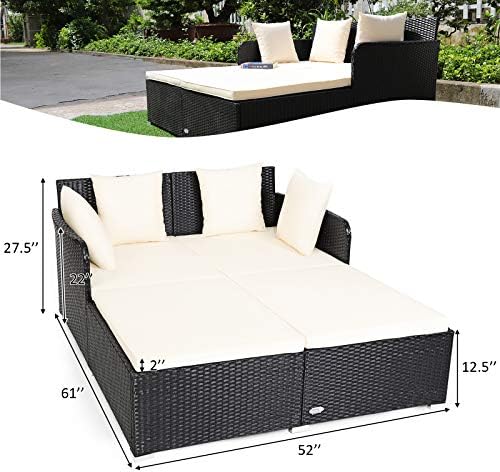 Tangkula Outdoor Rattan Daybed, Wicker Furniture - Image 5