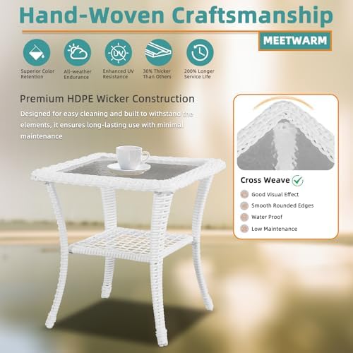 Wicker Outdoor Side Table, All-Weather Patio Rattan Side Table - Image 5