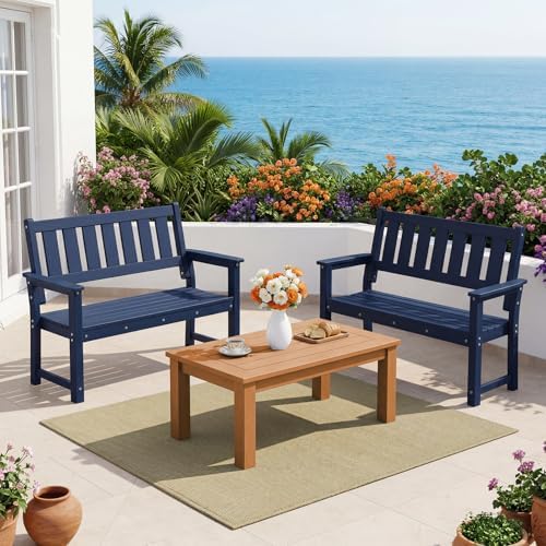 50" Poly Lumber HDPE Outdoor Bench Patio Seating, 2 Pack - Image 2