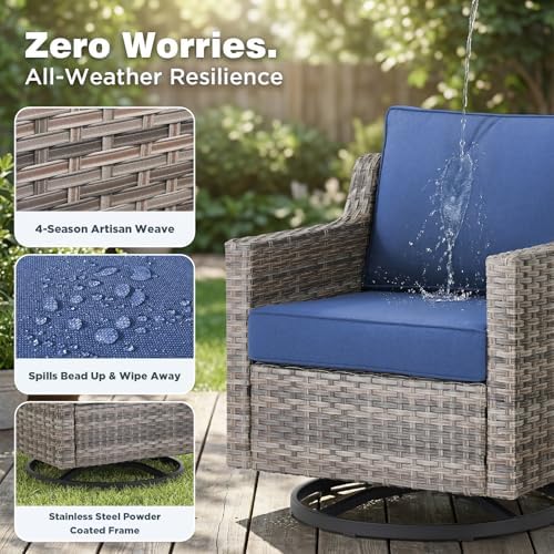 Patio Wicker Swivel Rocker Patio Chairs - Image 4