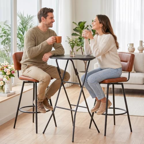 24" Round Folding Table, Plastic Bar Height Tables - Image 2