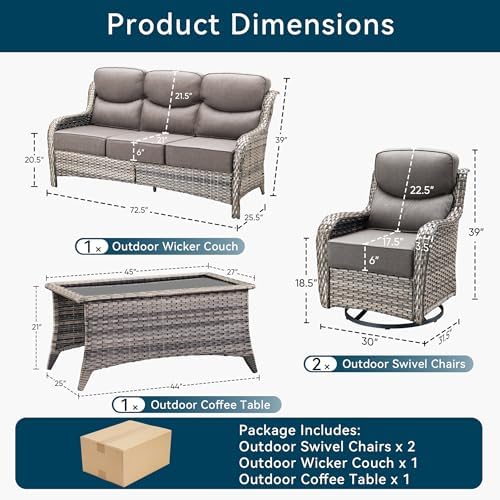 Luxury 4 Pieces Patio Furniture Set-Outdoor Swivel Rocker Patio Chairs - Image 2