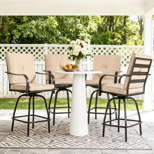 Outdoor Swivel Bar Stools Set of 4, Bar Height Patio Chair - Image 2