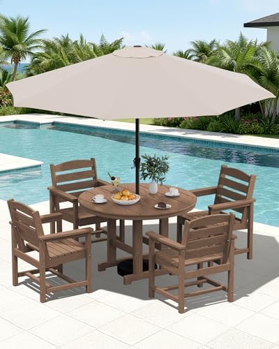 SERWALL 6-Pc Dining Set, 4 Chairs&9FT Umbrella by SERWALL