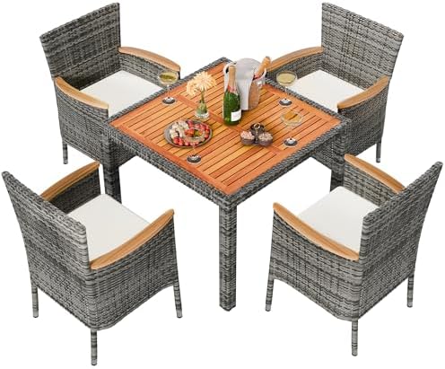 Shintenchi 5 Piece Patio Dining Set, Wicker Patio Conversation Set by Shintenchi%7CFurnitureMadeforRealLife