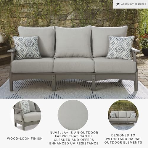 Signature Design by Ashley Visola 80"W 3-Seat Outdoor Patio Sofa, HDPE Wood Look - Image 4