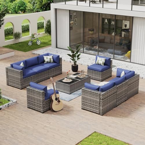 Aoxun 10 Piece Patio Furniture Set Wicker Rattan Patio Conversation Set by Aoxun