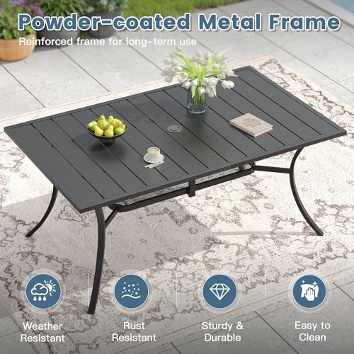 DIFY Outdoor Dining Set for 6, 59.2" Rectangle Table & Swivel Chairs - Image 5