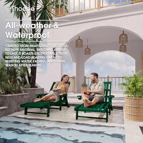 THOEOE Outdoor Chaise Lounge Chair, HDPE Pool Lounge Chair - Image 7