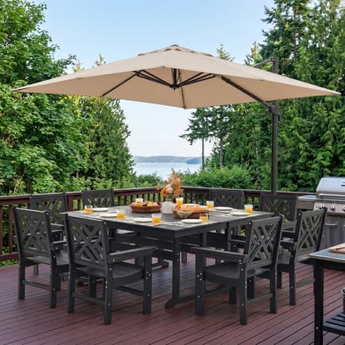 HDPE Outdoor Dining Set, 10-Piece Outdoor Table and Chairs Include 8 Dining - Image 2
